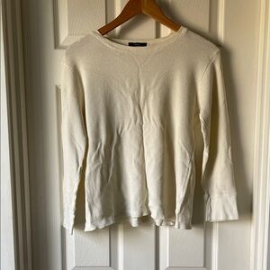 Splash Ivory Long Sleeve Waffle Knit Top